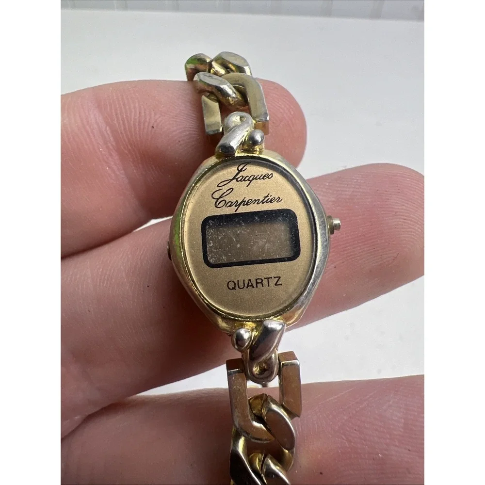 Jacques Carpenter Women's Gold Toned Bracelet Digital Wristwatch needs batt rare